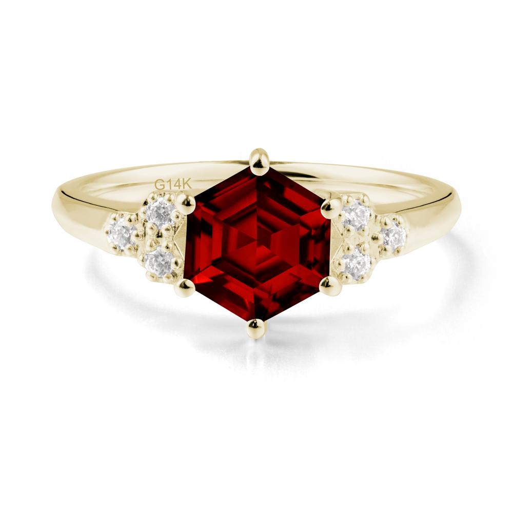 Hexagon Garnet Statement Ring - LUO Jewelry #metal_14k yellow gold