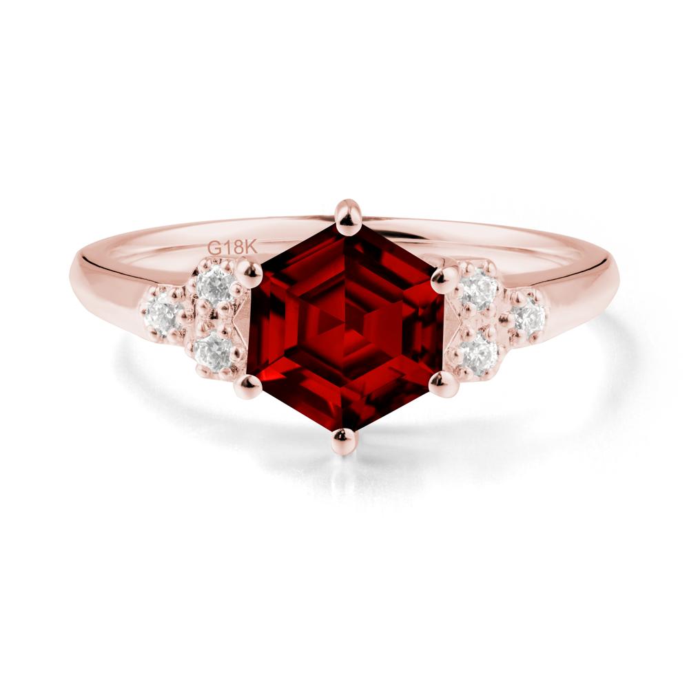 Hexagon Garnet Statement Ring - LUO Jewelry #metal_18k rose gold