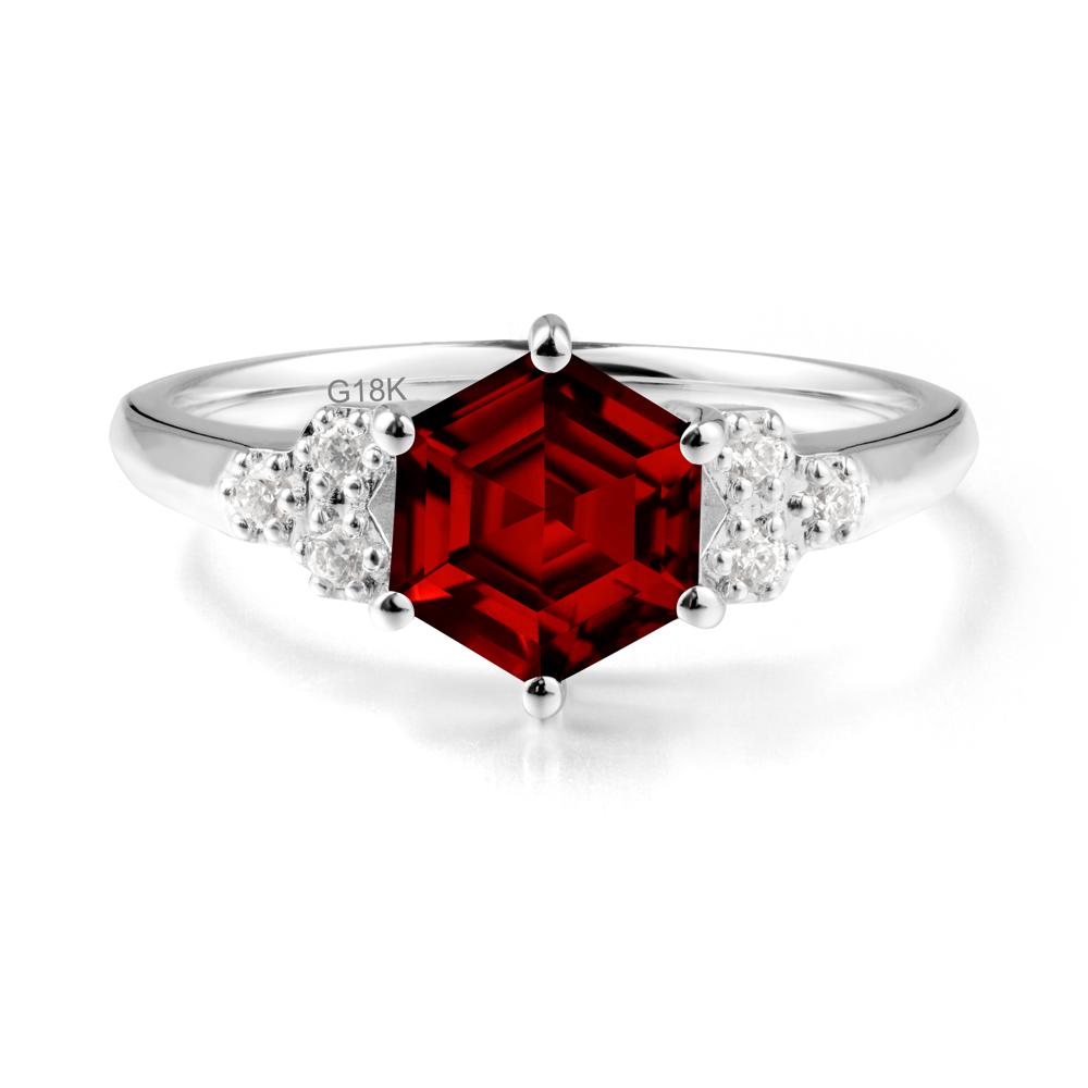 Hexagon Garnet Statement Ring - LUO Jewelry #metal_18k white gold