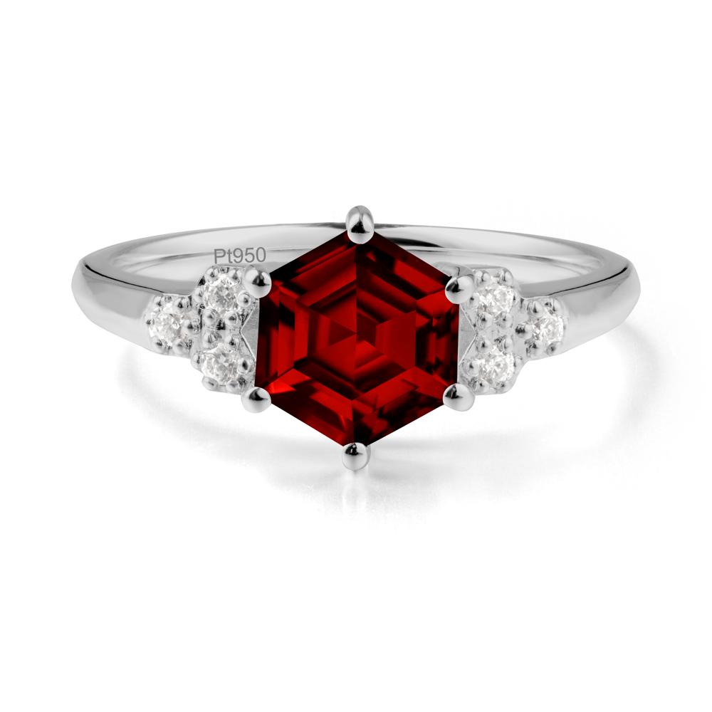 Hexagon Garnet Statement Ring - LUO Jewelry #metal_platinum