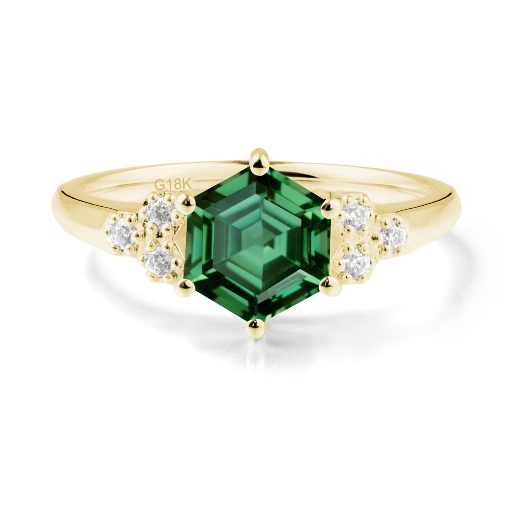 Hexagon Green Sapphire Statement Ring - LUO Jewelry #metal_18k yellow gold