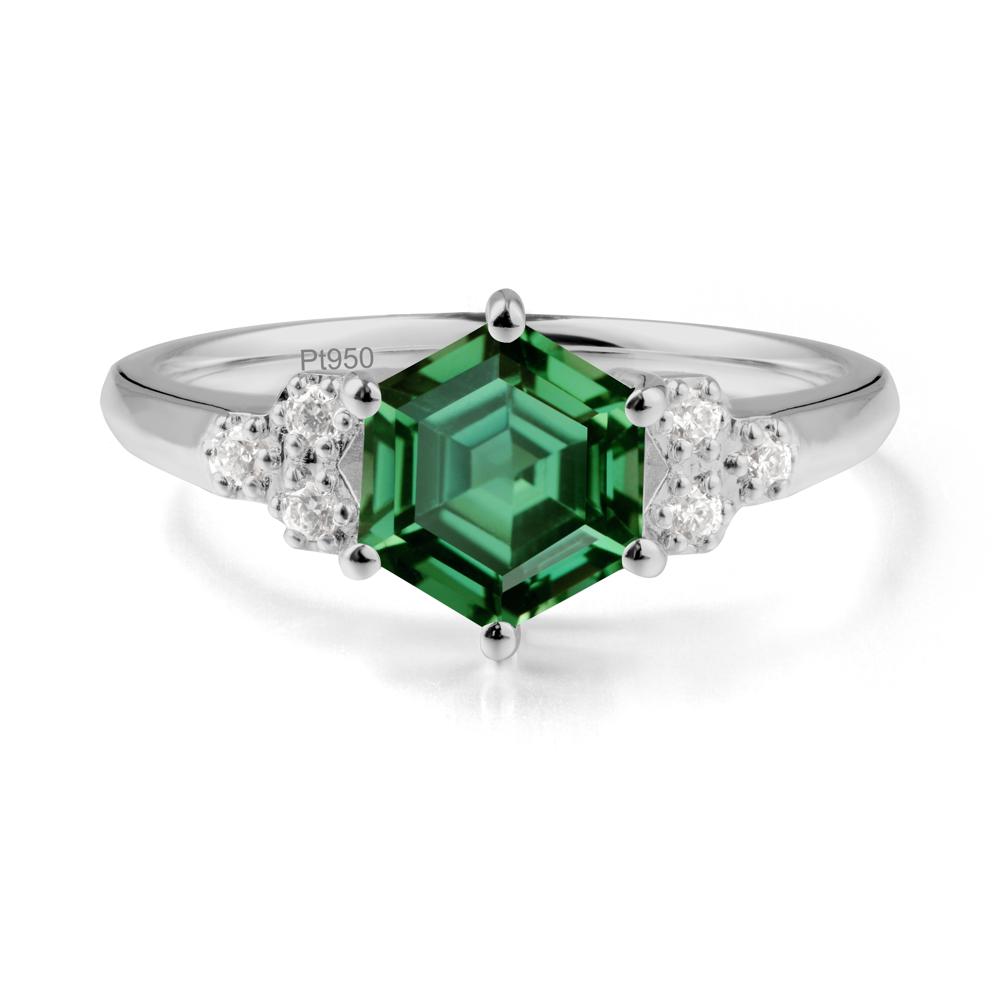 Hexagon Green Sapphire Statement Ring - LUO Jewelry #metal_platinum