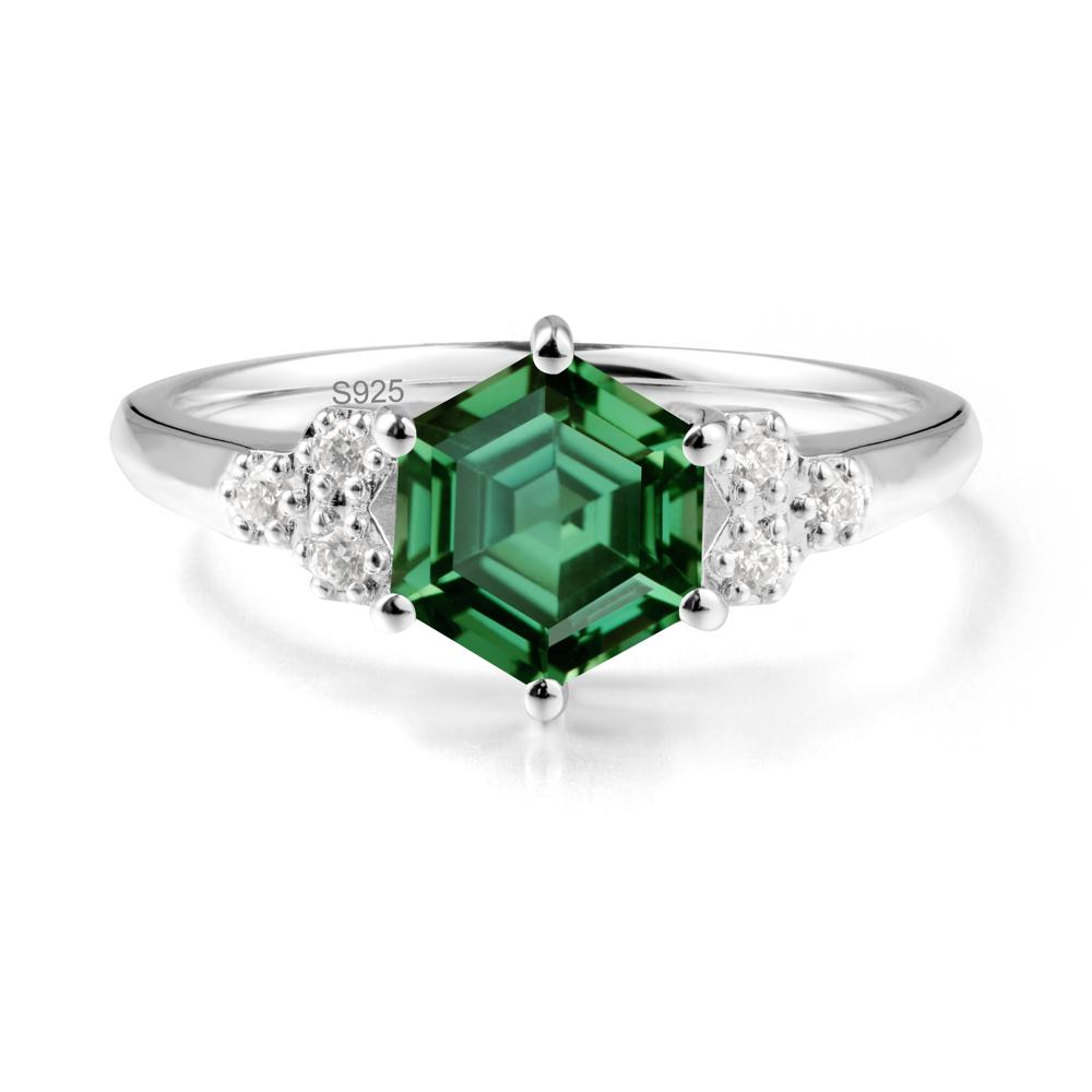 Hexagon Green Sapphire Statement Ring - LUO Jewelry #metal_sterling silver