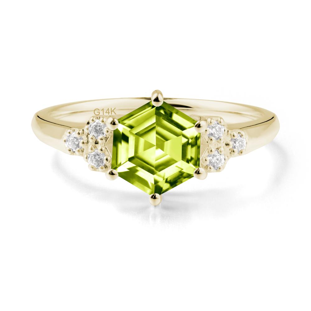 Minimalist Hexagon Peridot Ring - LUO Jewelry #metal_14k yellow gold