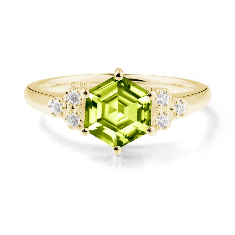 Minimalist Hexagon Peridot Ring - LUO Jewelry #metal_18k yellow gold