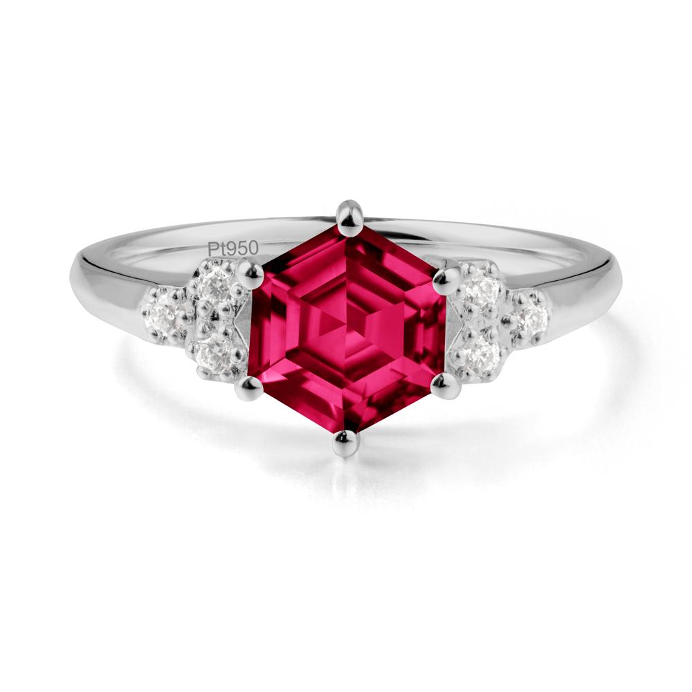 Minimalist Hexagon Ruby Ring - LUO Jewelry #metal_platinum