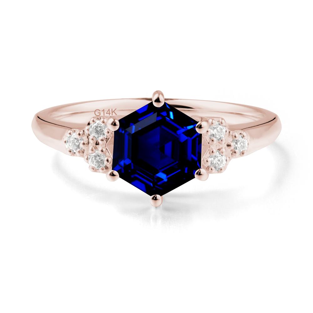 Hexagon Sapphire Statement Ring - LUO Jewelry #metal_14k rose gold