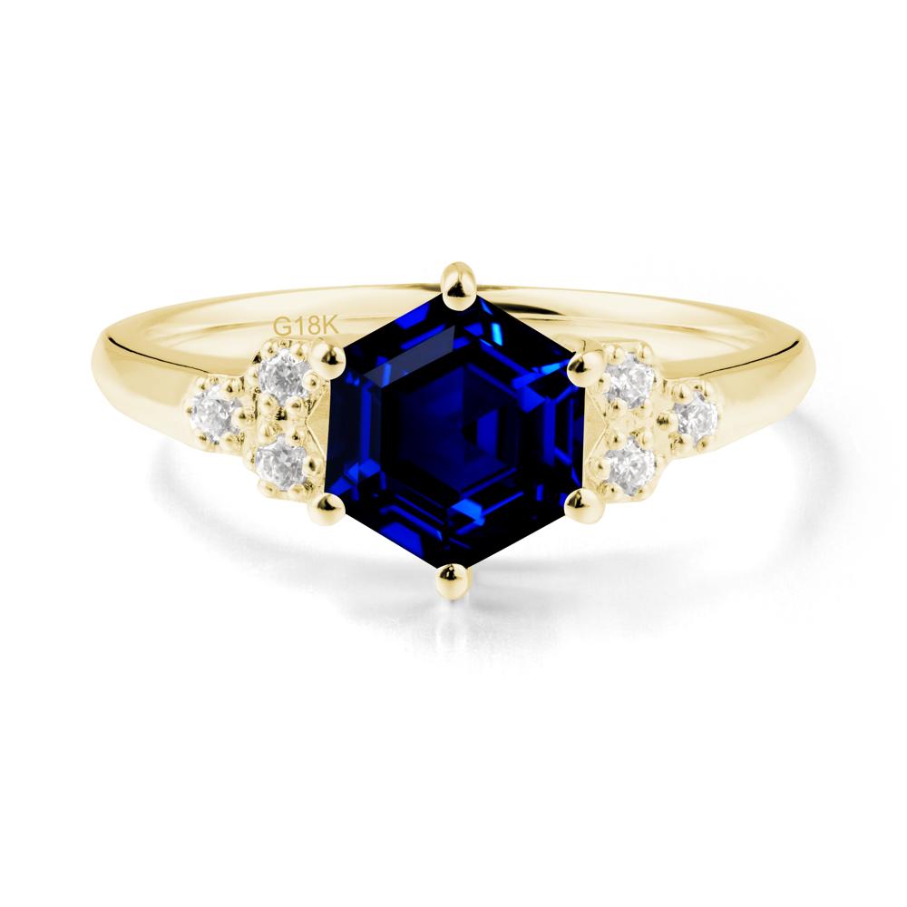 Hexagon Sapphire Statement Ring - LUO Jewelry #metal_18k yellow gold