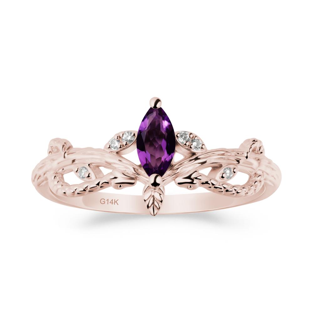 Snake Inspired Marquise Amethyst Ring - LUO Jewelry #metal_14k rose gold