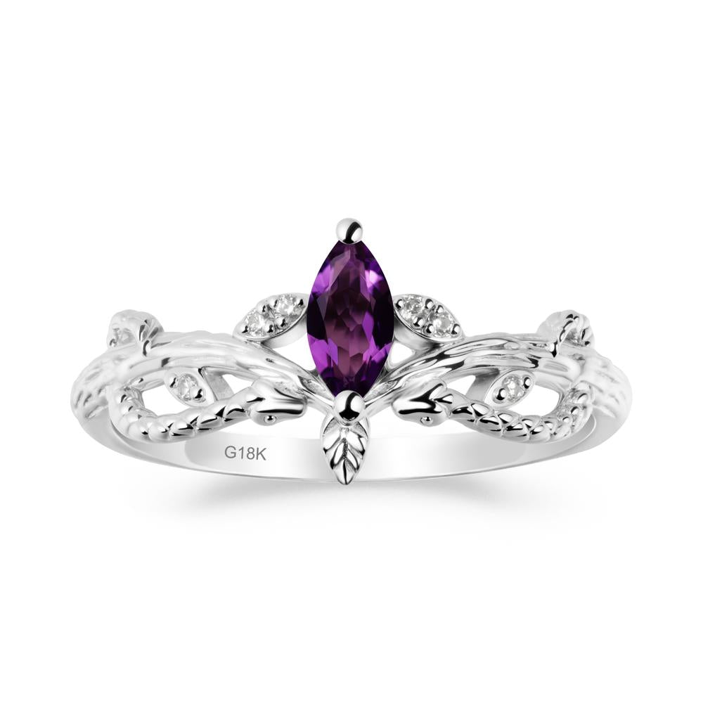 Snake Inspired Marquise Amethyst Ring - LUO Jewelry #metal_18k white gold