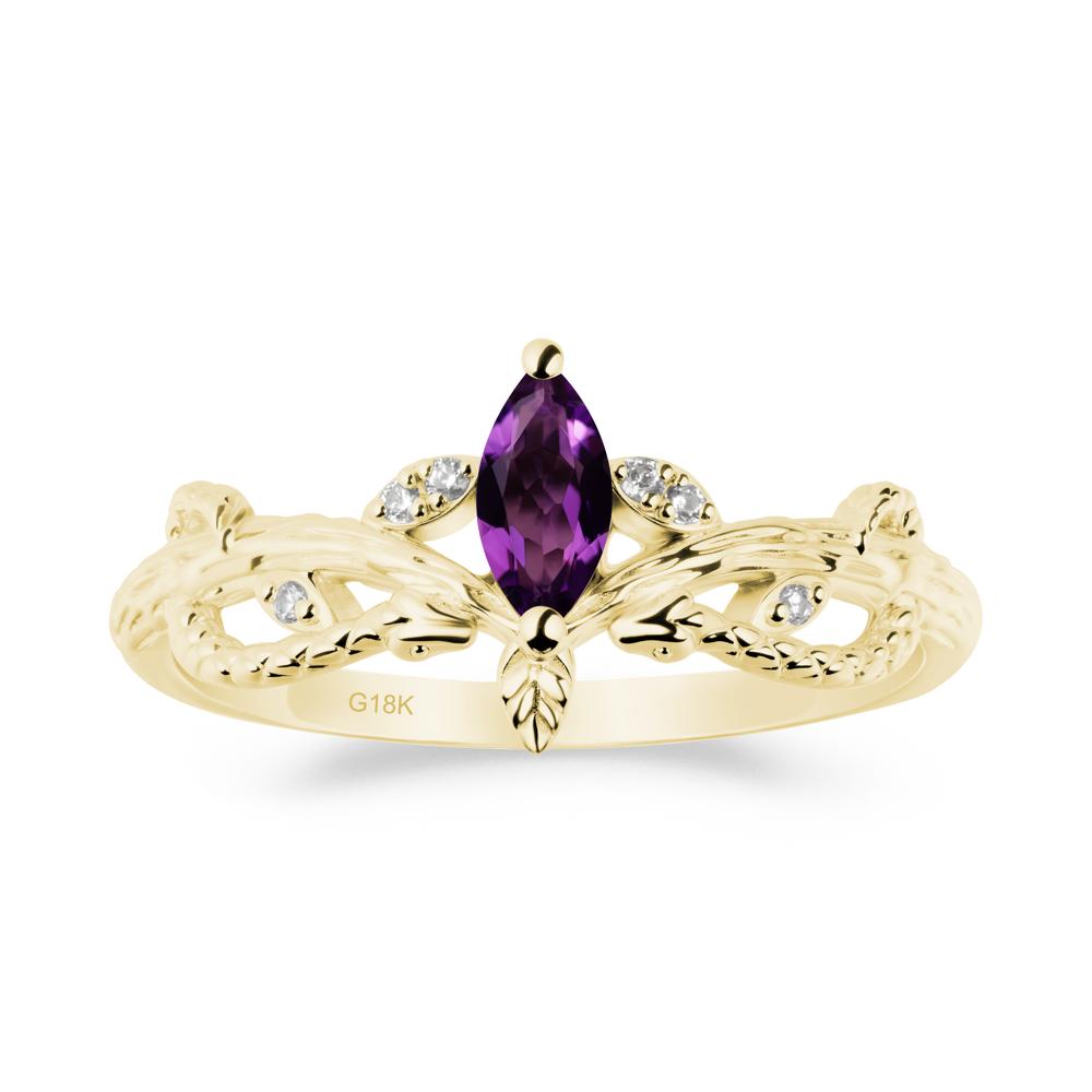 Snake Inspired Marquise Amethyst Ring - LUO Jewelry #metal_18k yellow gold