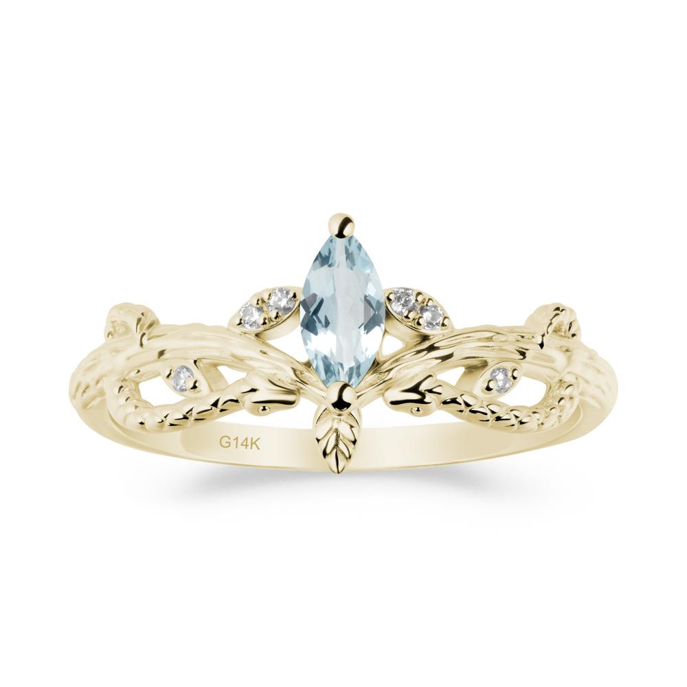 Aquamarine Intertwined Band Engagement Ring - LUO Jewelry #metal_14k yellow gold