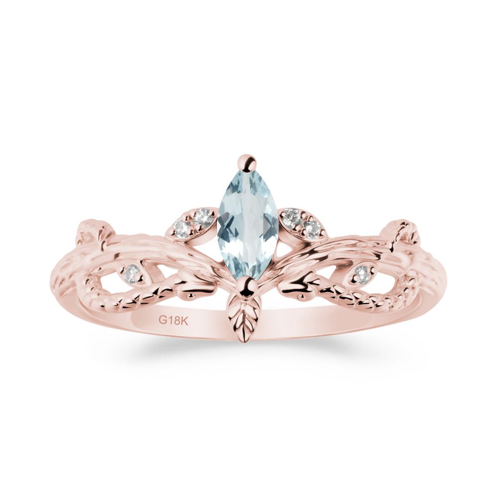 Aquamarine Intertwined Band Engagement Ring - LUO Jewelry #metal_18k rose gold
