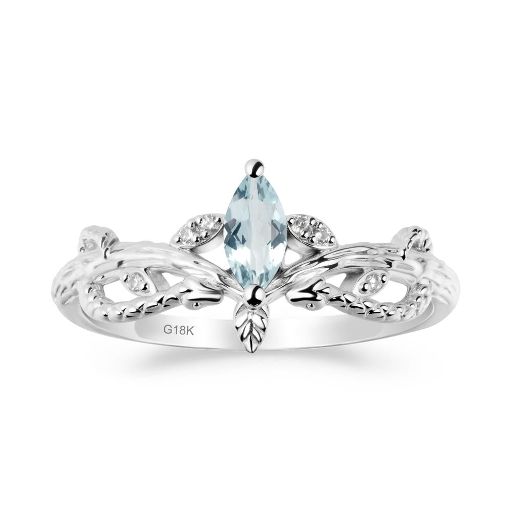Aquamarine Intertwined Band Engagement Ring - LUO Jewelry #metal_18k white gold