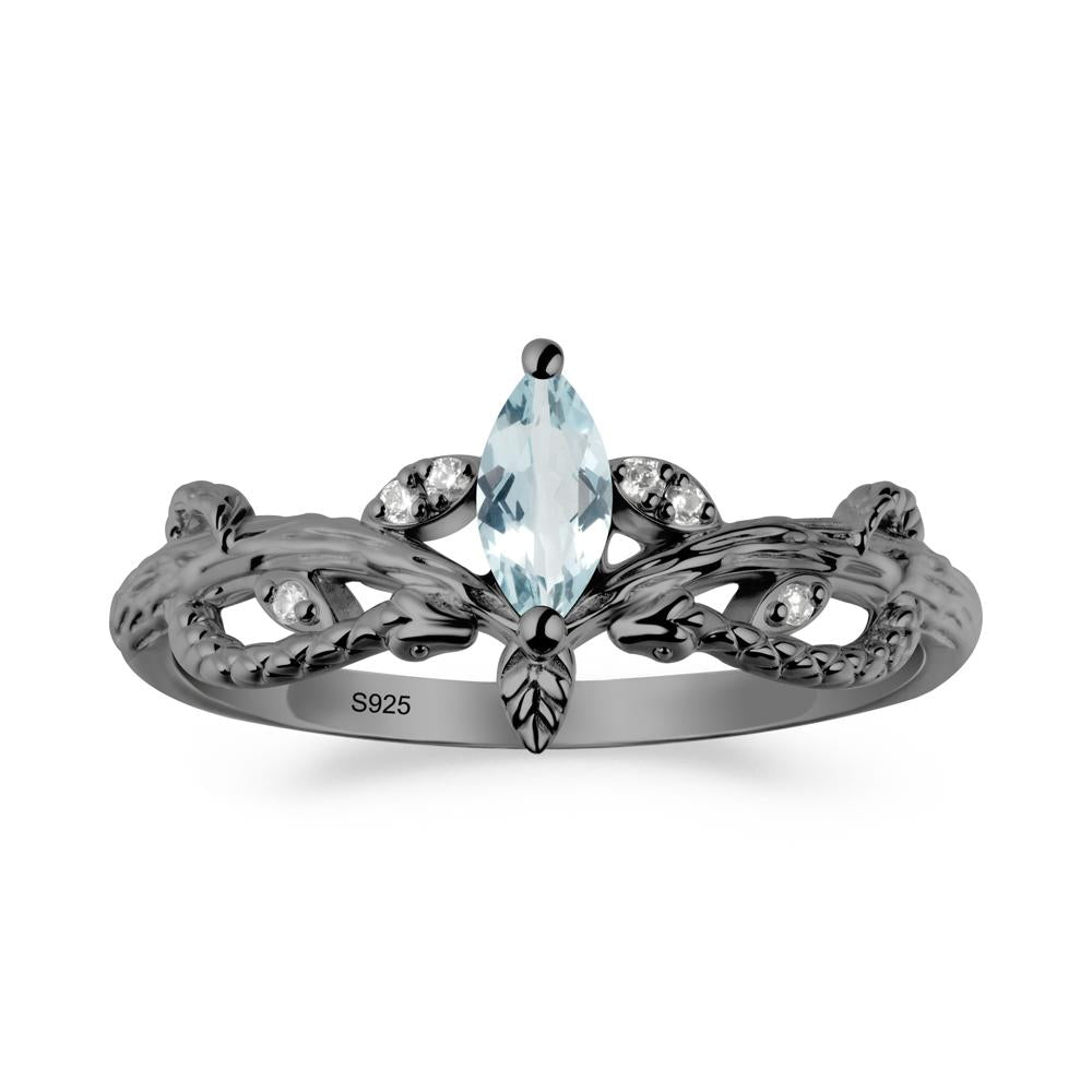 Aquamarine Intertwined Band Engagement Ring - LUO Jewelry #metal_black finish sterling silver