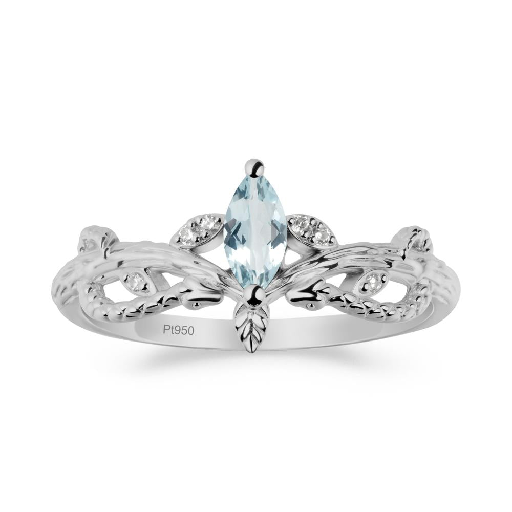 Aquamarine Intertwined Band Engagement Ring - LUO Jewelry #metal_platinum