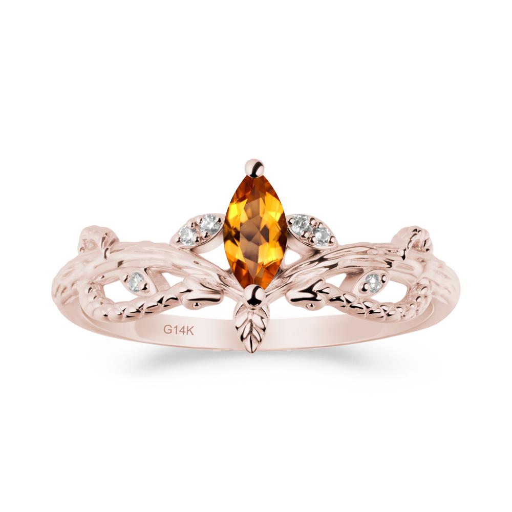 Snake Inspired Marquise Citrine Ring - LUO Jewelry #metal_14k rose gold