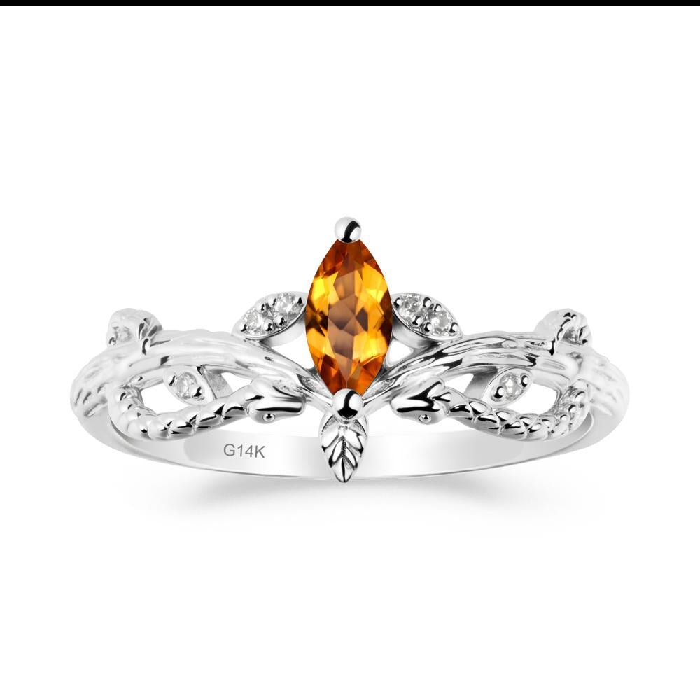 Snake Inspired Marquise Citrine Ring - LUO Jewelry #metal_14k white gold