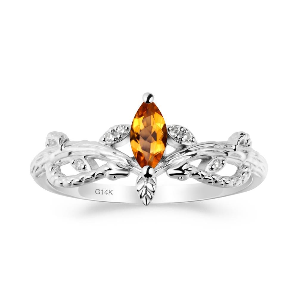 Snake Inspired Marquise Citrine Ring - LUO Jewelry #metal_14k white gold