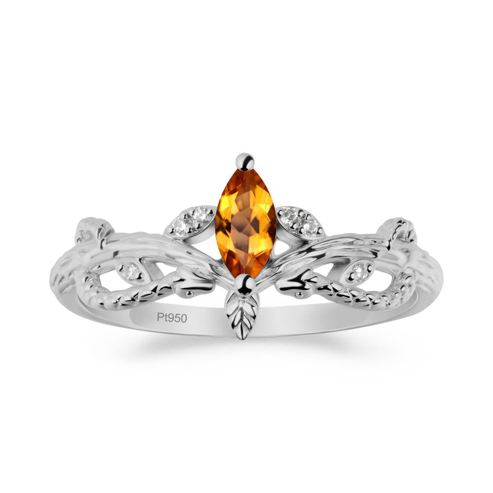 Snake Inspired Marquise Citrine Ring - LUO Jewelry #metal_platinum