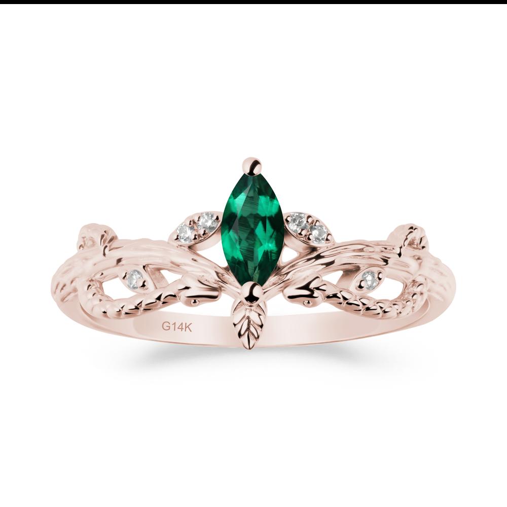 Emerald Intertwined Band Engagement Ring - LUO Jewelry #metal_14k rose gold