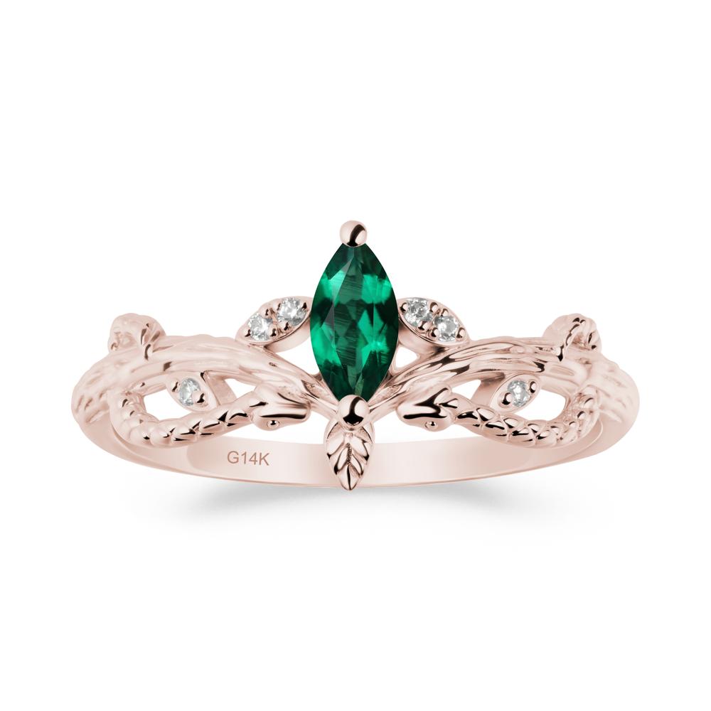 Emerald Intertwined Band Engagement Ring - LUO Jewelry #metal_14k rose gold