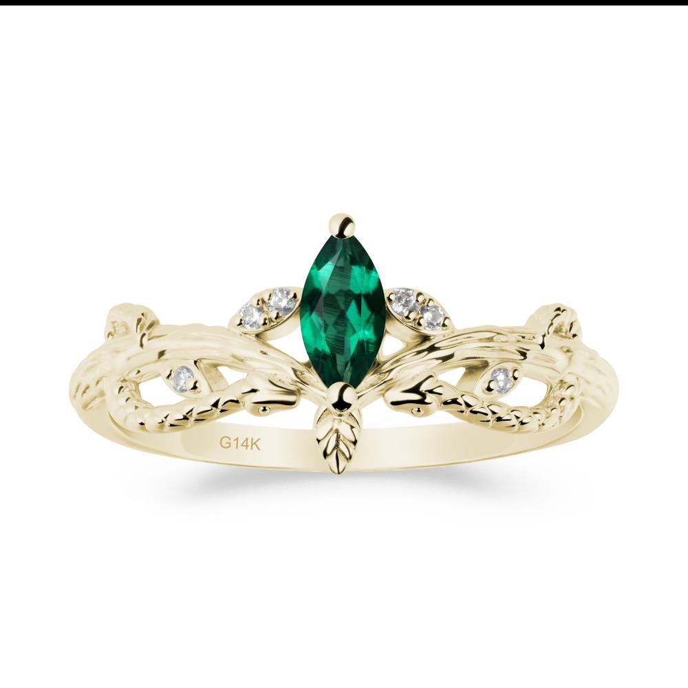 Emerald Intertwined Band Engagement Ring - LUO Jewelry #metal_14k yellow gold