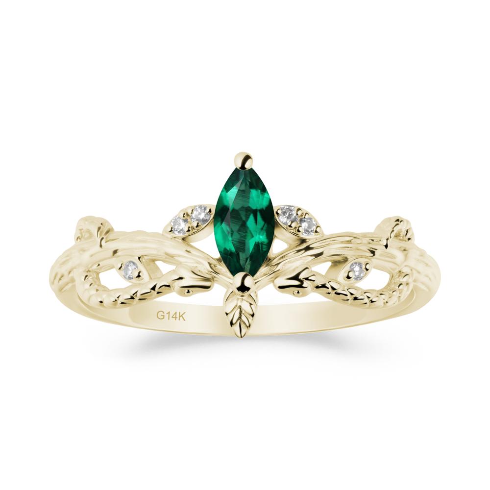 Emerald Intertwined Band Engagement Ring - LUO Jewelry #metal_14k yellow gold