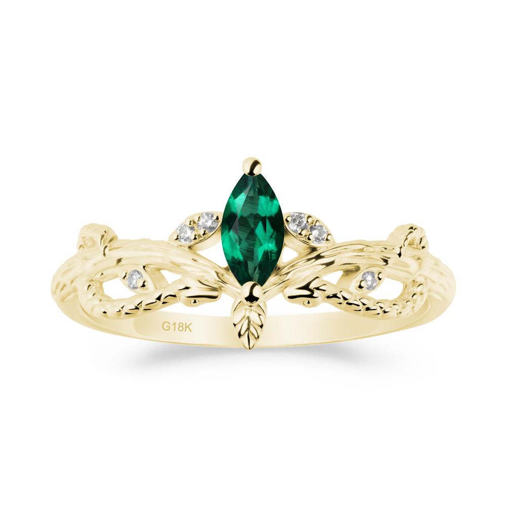 Emerald Intertwined Band Engagement Ring - LUO Jewelry #metal_18k yellow gold