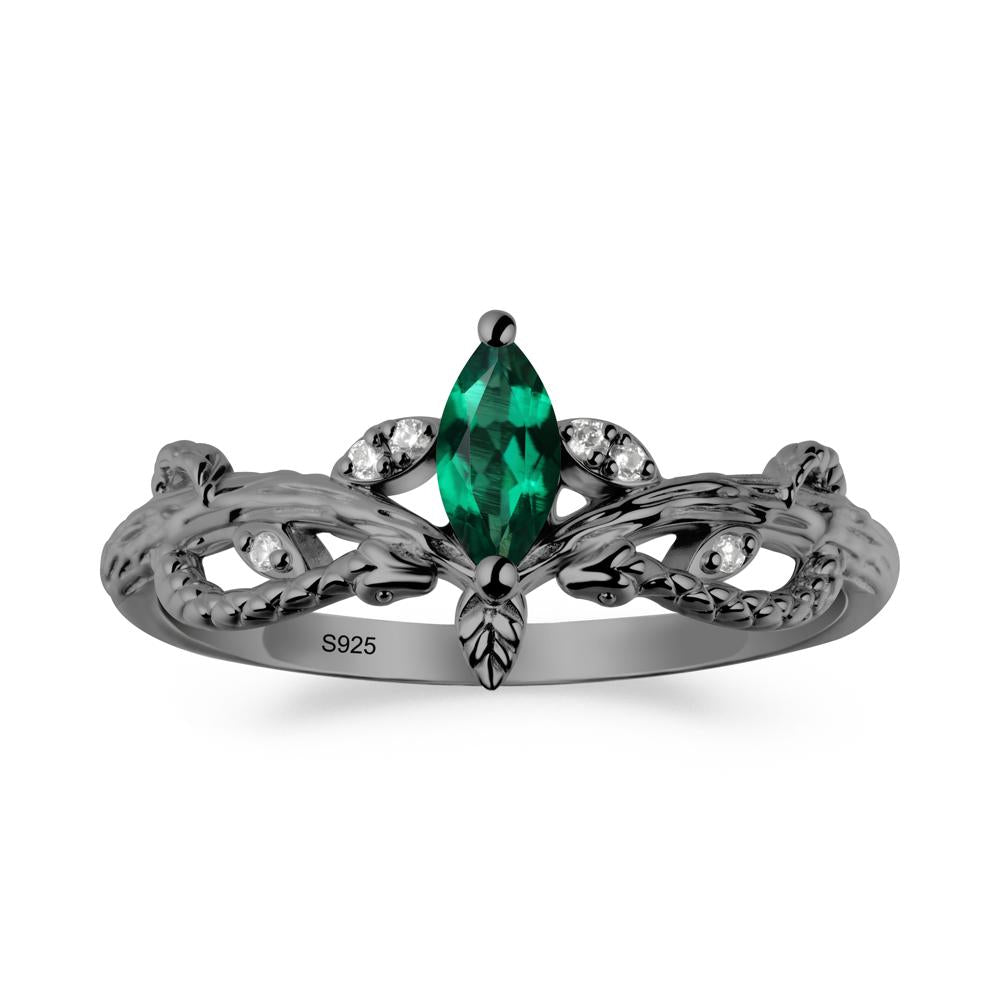 Emerald Intertwined Band Engagement Ring - LUO Jewelry #metal_black finish sterling silver
