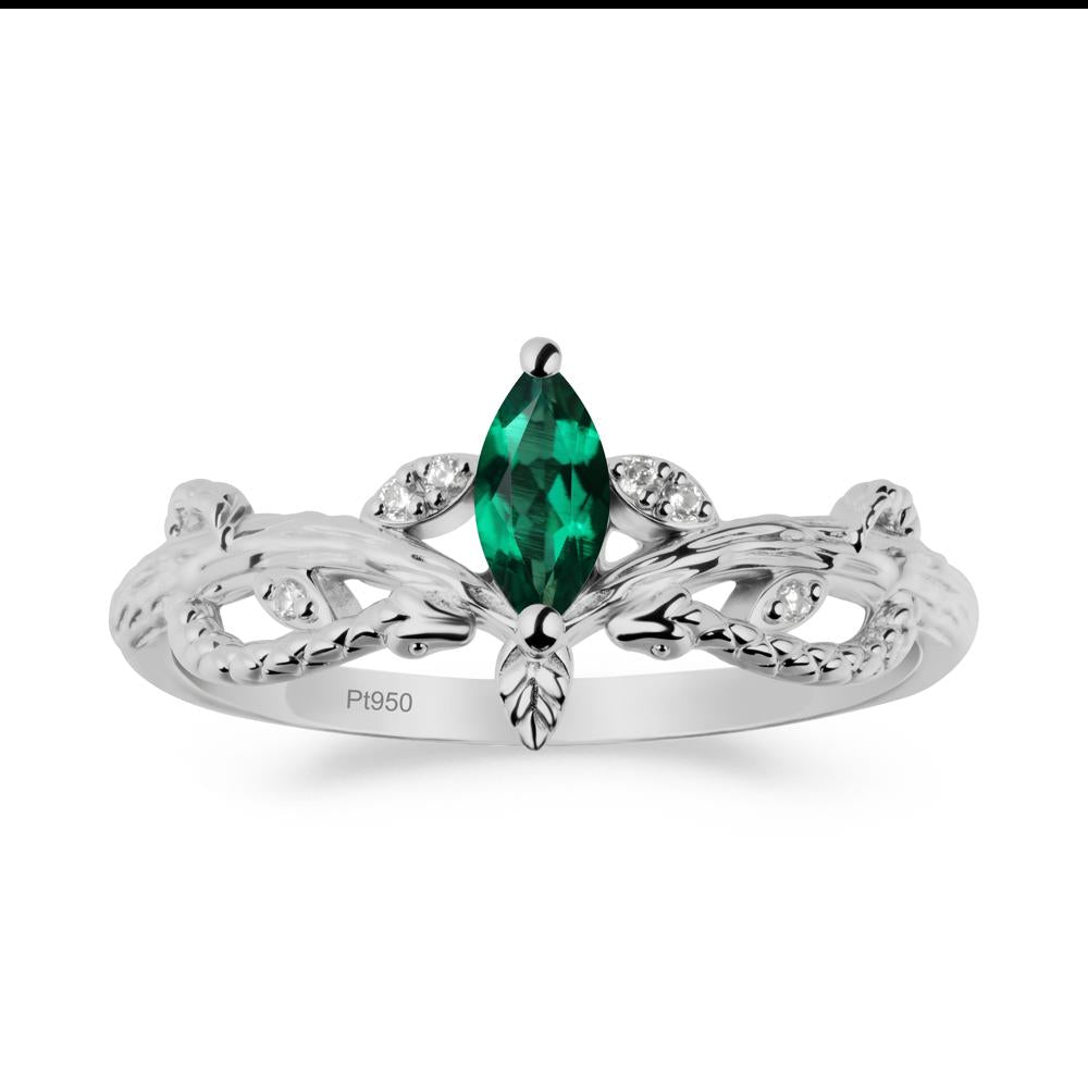 Emerald Intertwined Band Engagement Ring - LUO Jewelry #metal_platinum