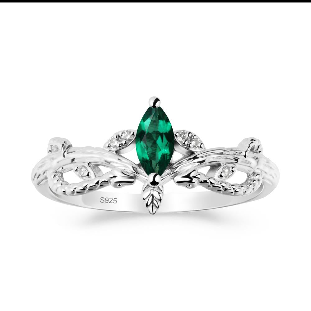 Emerald Intertwined Band Engagement Ring - LUO Jewelry #metal_sterling silver