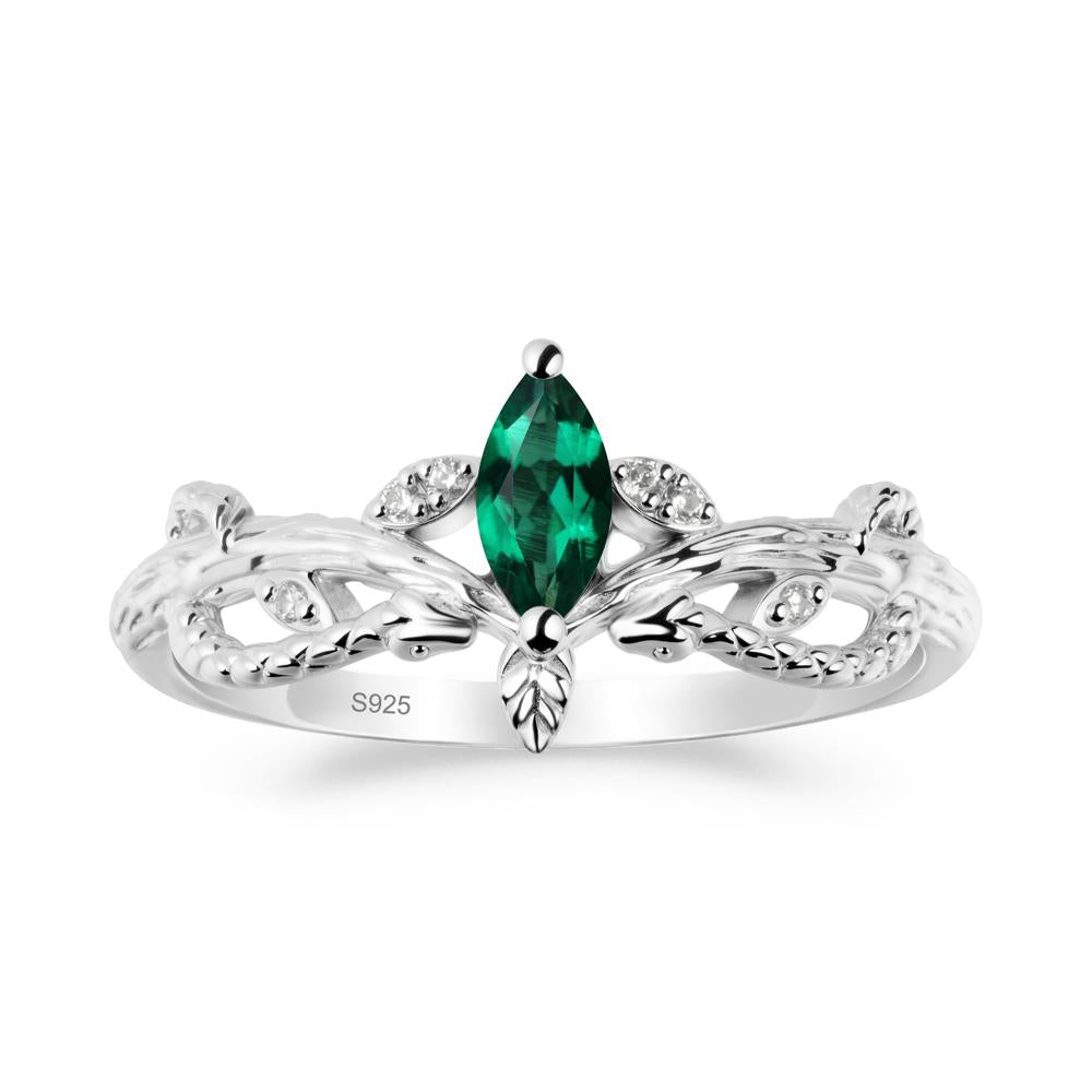 Emerald Intertwined Band Engagement Ring - LUO Jewelry #metal_sterling silver
