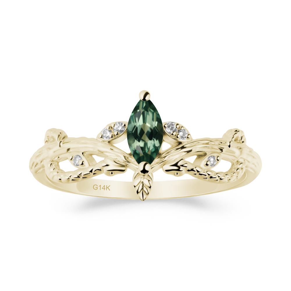 Snake Inspired Marquise Green Sapphire Ring - LUO Jewelry #metal_14k yellow gold