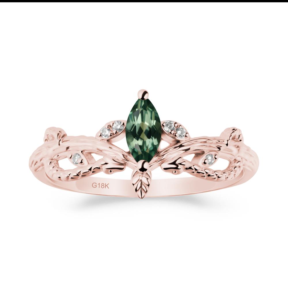 Snake Inspired Marquise Green Sapphire Ring - LUO Jewelry #metal_18k rose gold