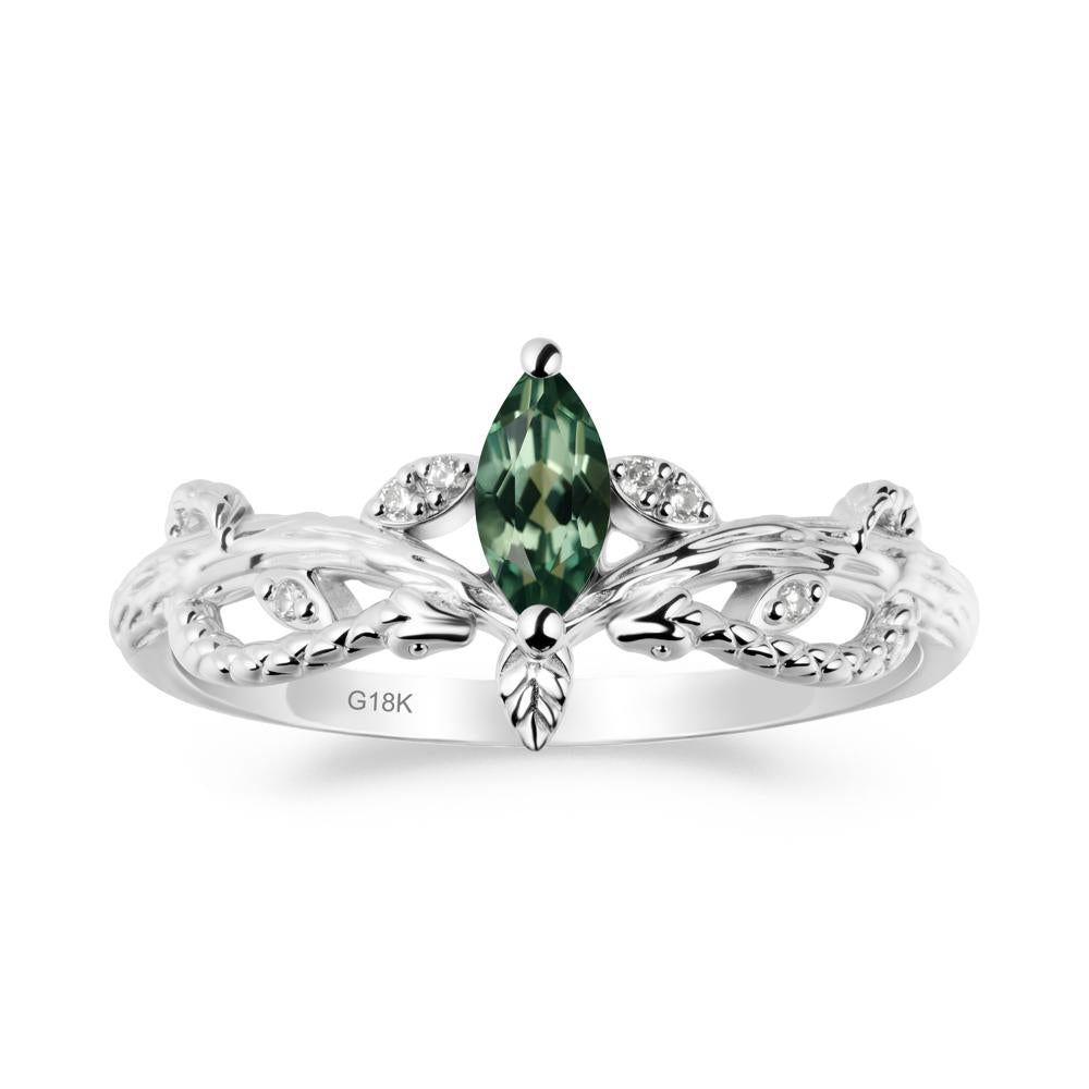Snake Inspired Marquise Green Sapphire Ring - LUO Jewelry #metal_18k white gold