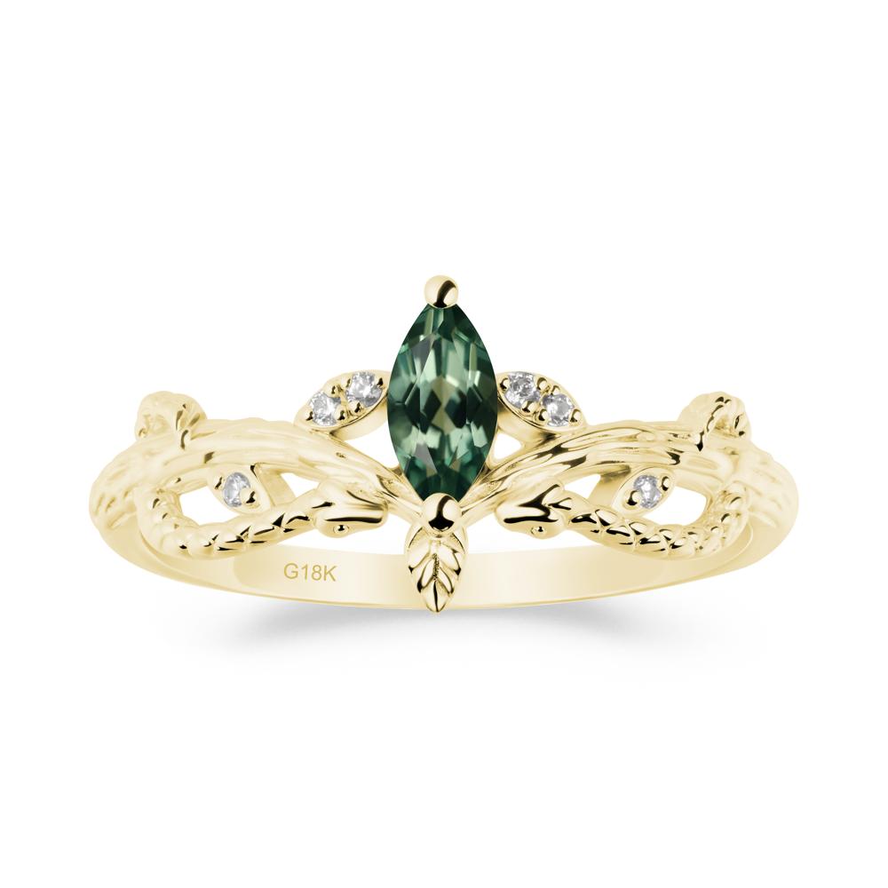 Snake Inspired Marquise Green Sapphire Ring - LUO Jewelry #metal_18k yellow gold