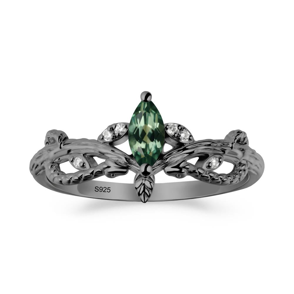 Snake Inspired Marquise Green Sapphire Ring - LUO Jewelry #metal_black finish sterling silver