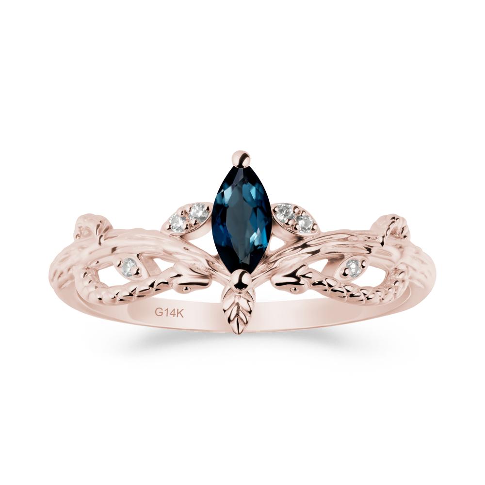 London Blue Topaz Intertwined Band Engagement Ring - LUO Jewelry #metal_14k rose gold