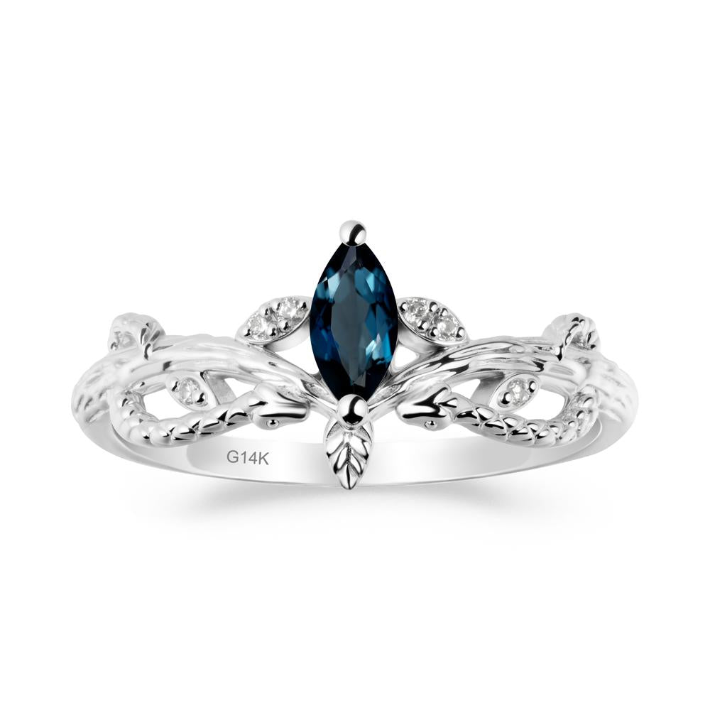 London Blue Topaz Intertwined Band Engagement Ring - LUO Jewelry #metal_14k white gold