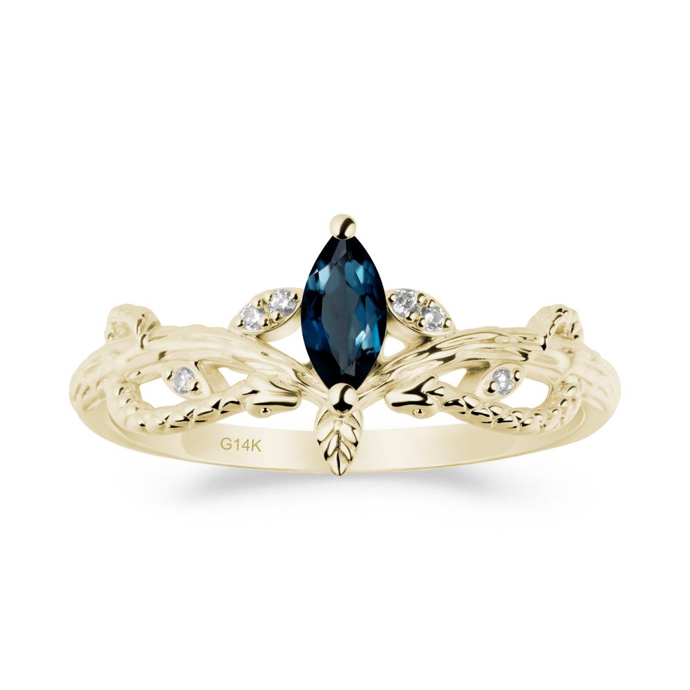 London Blue Topaz Intertwined Band Engagement Ring - LUO Jewelry #metal_14k yellow gold