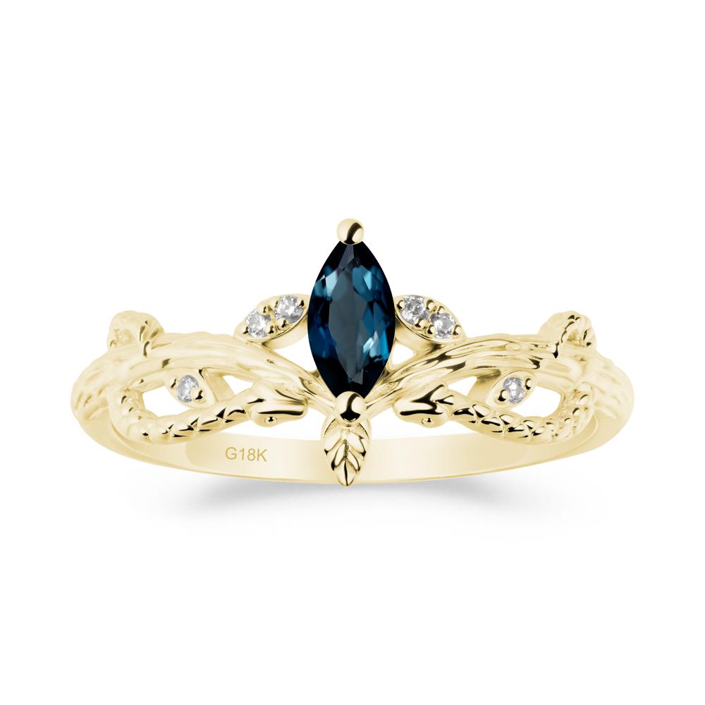London Blue Topaz Intertwined Band Engagement Ring - LUO Jewelry #metal_18k yellow gold