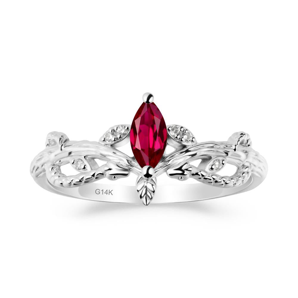 Snake Inspired Marquise Ruby Ring - LUO Jewelry #metal_14k white gold
