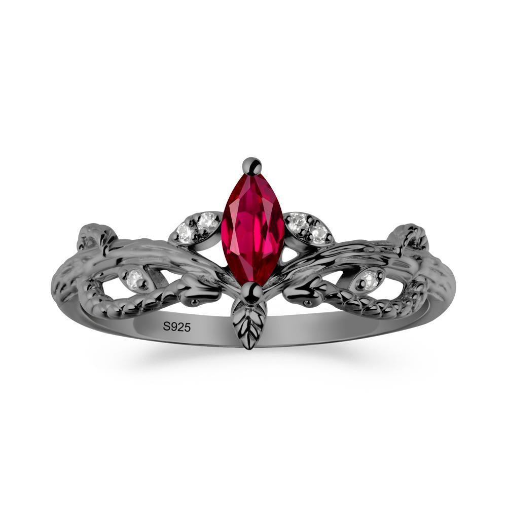 Snake Inspired Marquise Ruby Ring - LUO Jewelry #metal_black finish sterling silver