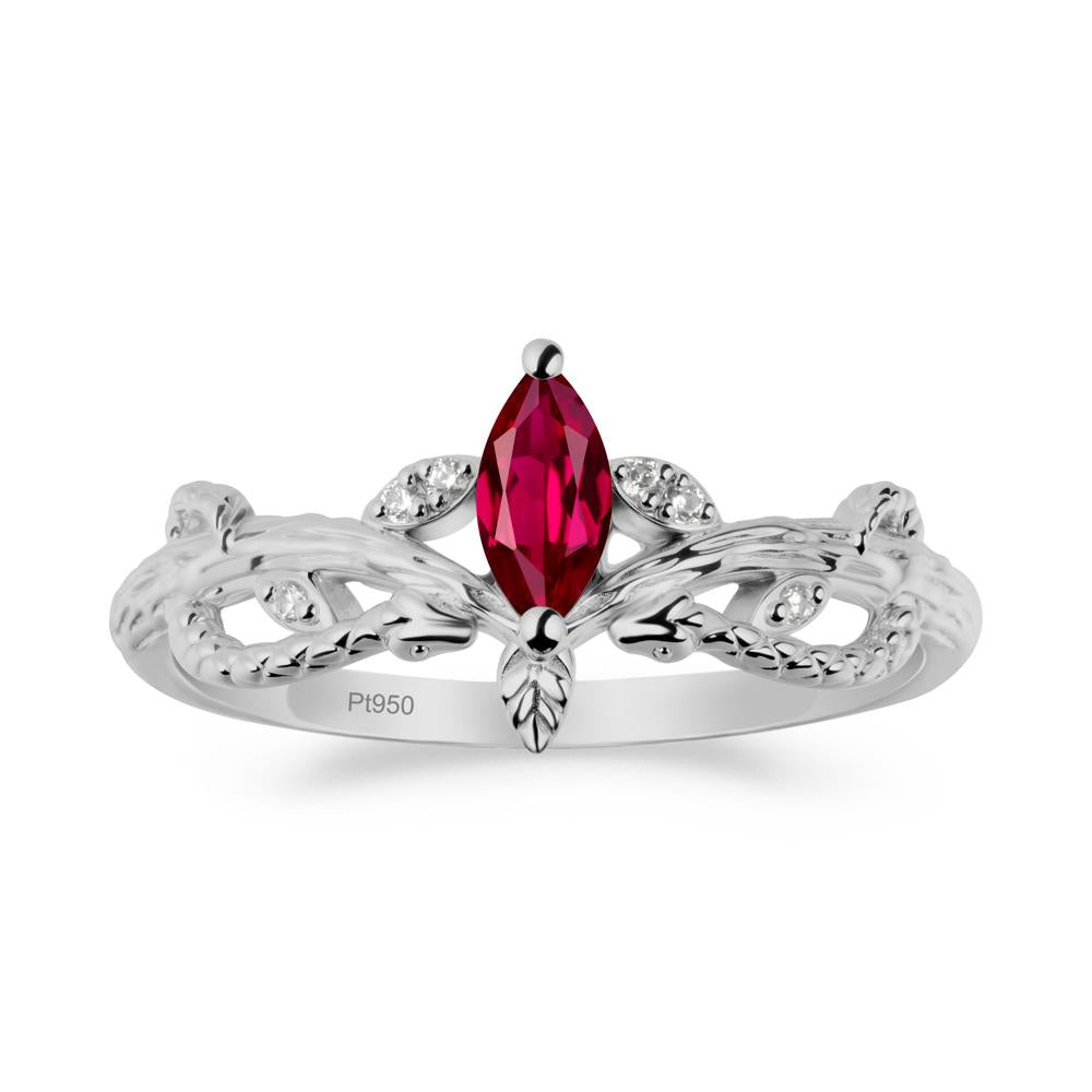 Snake Inspired Marquise Ruby Ring - LUO Jewelry #metal_platinum