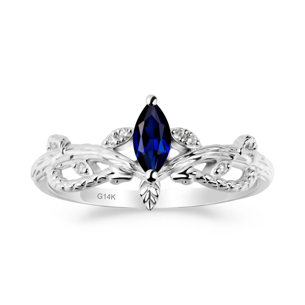Sapphire Intertwined Band Engagement Ring - LUO Jewelry #metal_14k white gold