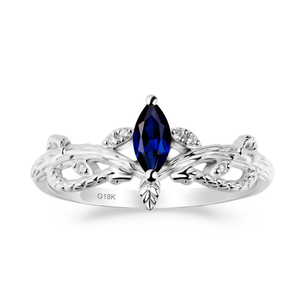 Sapphire Intertwined Band Engagement Ring - LUO Jewelry #metal_18k white gold