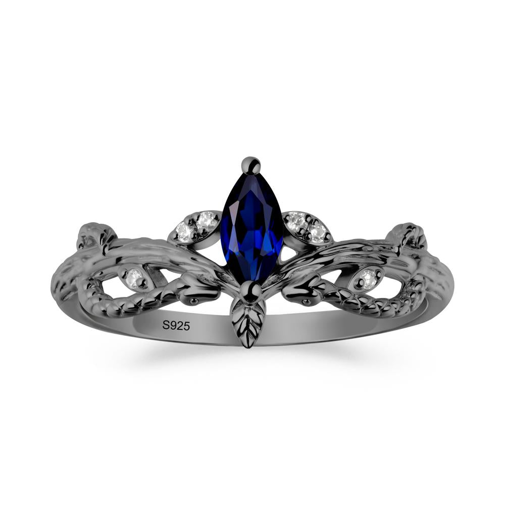 Sapphire Intertwined Band Engagement Ring - LUO Jewelry #metal_black finish sterling silver