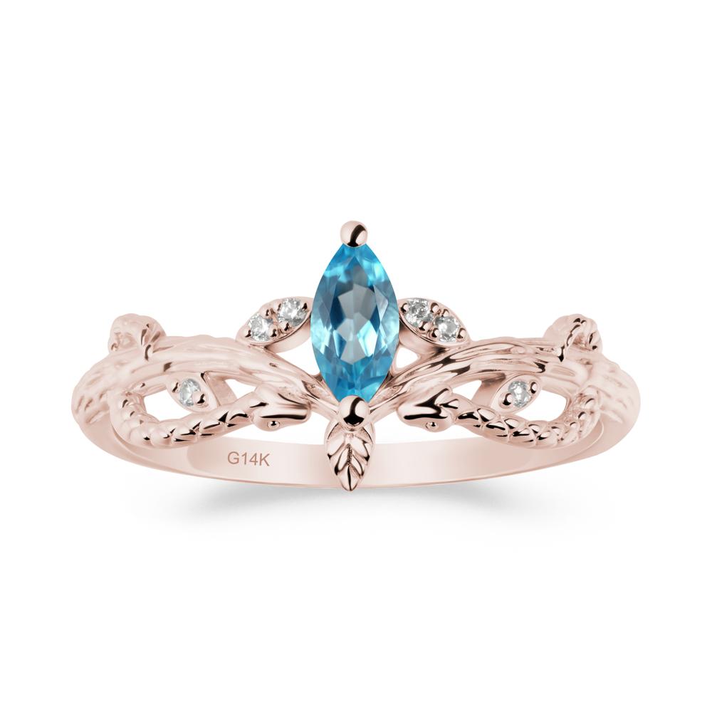 Snake Inspired Marquise Swiss Blue Topaz Ring - LUO Jewelry #metal_14k rose gold