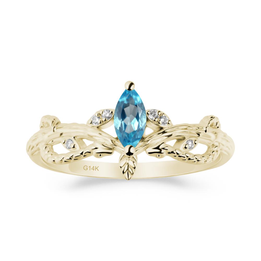 Snake Inspired Marquise Swiss Blue Topaz Ring - LUO Jewelry #metal_14k yellow gold